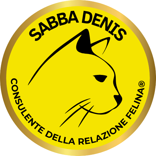 Logo del sito web sabbadeniscrf.com consulente della relazione felina colore giallo con gatto